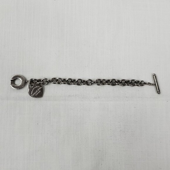 Gorgeous Vintage Tiffany & Co 925 Sterling Silver Heart & Tag Toggle Bracelet - Picture 10 of 14